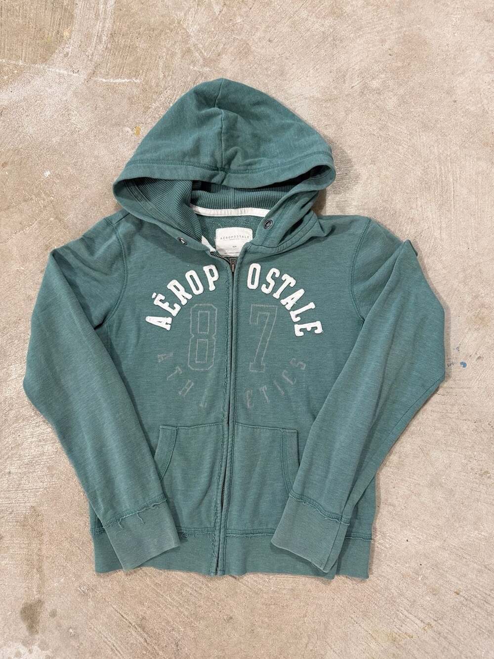 Y2Aeropostale Womens Medium Green Athletics 87 Full Zip Hoodie